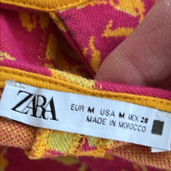 Zara Pink/Yellow Floral Knit Jeweled Shoulder Mini Dress Size Medium - Picture 3 of 15